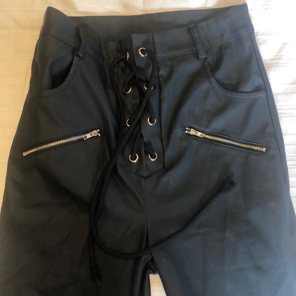 Fashion Nova hem split leather pants